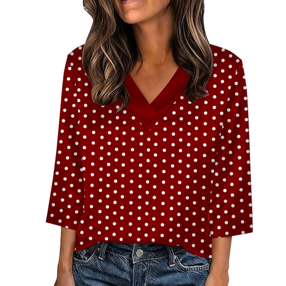 LIaqionyy Womens 3/4 Sleeve Tops Satin V Neck Shirts Business Dressy Casual Outfits Work Trendy Blouses S-5XL