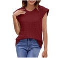 thumbnail image 1 of LIaqionyy Womens Blouses Summer Casual Loose Short Sleeve Crew Neck Tops Basic Solid Color T Shirts Blouse, 1 of 7