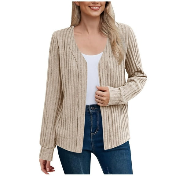 LIaqionyy Womens Cardigan Open Front Long Sleeve Casual Loose Fall Clothes Fashion Knit Cardigans Outerwear