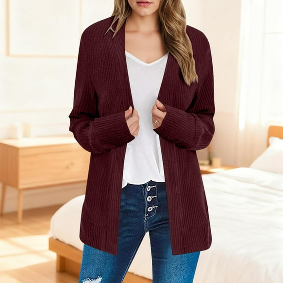 LIaqionyy Womens Cardigan Sweater Open Front Knit Cardigans Casual Loose Fall Fashion Sweater Outerwear