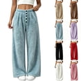 thumbnail image 1 of LIaqionyy Womens Fleece Pants Winter Warm Elastic Waist Wide Leg Fuzzy Lounge Bottoms Long Soft Plush Pajama Pant, 1 of 6