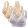 thumbnail image 1 of LIaqionyy Womens Front Closure Bras Solid Color No Underwire Push Up Full-Coverage Breathable Comfy Everyday Bra 3Pc, 1 of 9