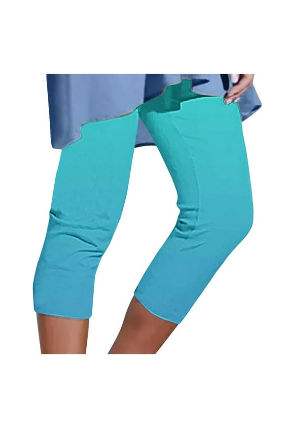 Womens Gradient Plus Size Yoga Pants High Waisted Stretch Capri Leggings Casual Workout Comfy Tights