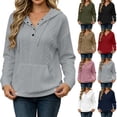 thumbnail image 1 of LIaqionyy Womens Hoodie Oversized Sweatshirt Casual Long Sleeve Drawstring Pullover Tops Textured Fall Winter Clothes, 1 of 8