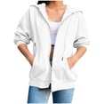 thumbnail image 1 of LIaqionyy Womens Hoodie Sweatshirt Jacket Zip up 3/4 Sleeve Lightweight Casual Drawstring Sweatshirts with Pocket, 1 of 4