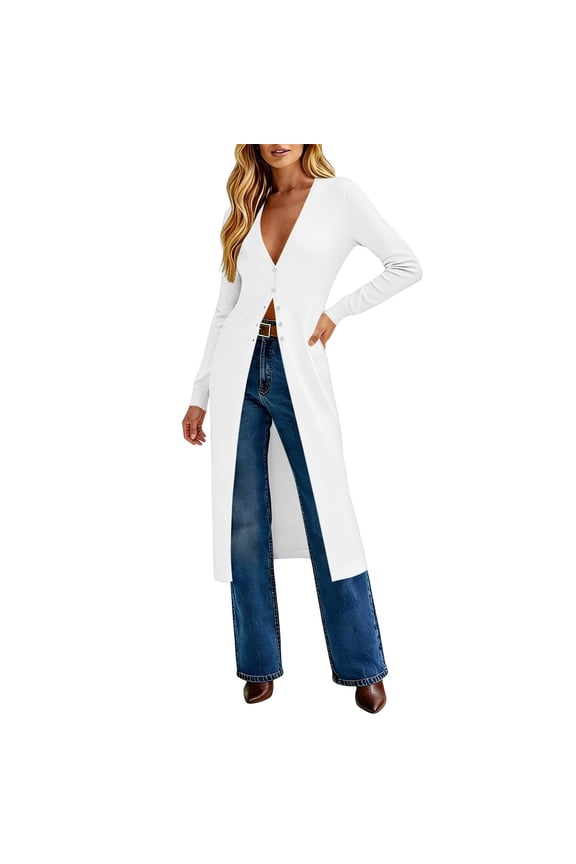 Womens Long Cardigan Lightweight Trendy V Neck Open Front Button down Summer Fashion Cardigans