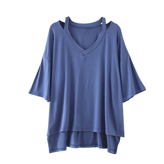 LIaqionyy Womens Oversized V Neck T Shirts Tops Short Sleeve Workout Gym Casual Loose Fashion Clothes