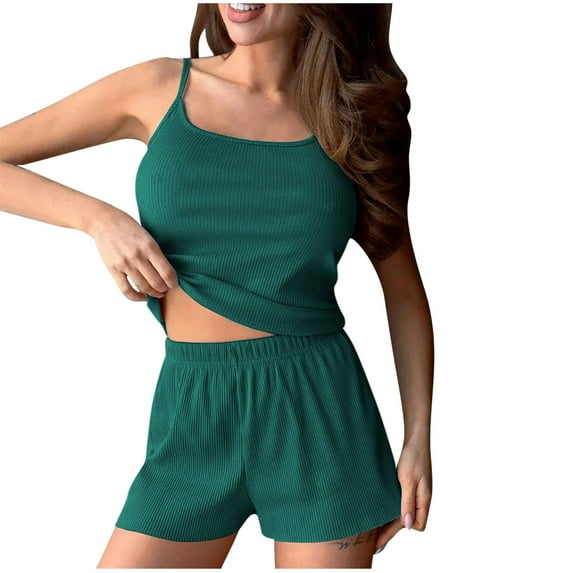 LIaqionyy Womens Pajamas Set Soft Comfy Sleeveless Sleepwear Tank and Shorts Pjs 2 Piece Loungewear