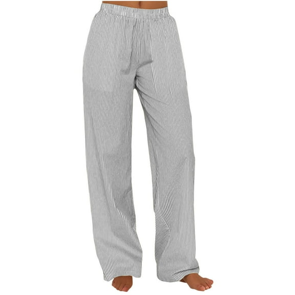 LIaqionyy Womens Pant Elastic Waist Wide Leg Soft Bottoms Lounge Comfortable Workout Loose Pants with Pockets