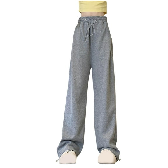 LIaqionyy Womens Pants Casual Lounge Baggy Loose Comfy High Waisted Wide Leg Trouser Pant with Pockets