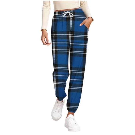 LIaqionyy Womens Plaid Pajama Bottoms Comfy Casual Pants Drawstring Elastic Waist Lounge Sleepwear with Pockets