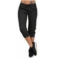 thumbnail image 1 of LIaqionyy Womens Plus Size Capris Straight Leg Casual Jogger Sweatpants Drawstring Waist Cropped Pants, 1 of 7