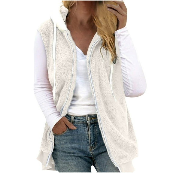 LIaqionyy Womens Plus Size Fleece Vest Casual Warm Sleeveless Zip up Sherpa Vests Jacket Fall Winter Clothes S-5XL