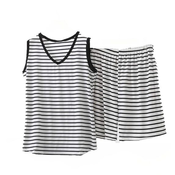 LIaqionyy Womens Plus Size Pajamas Sets Sleeveless Tops and Shorts Soft Summer Loungewear 2 Piece Outfits S-5XL