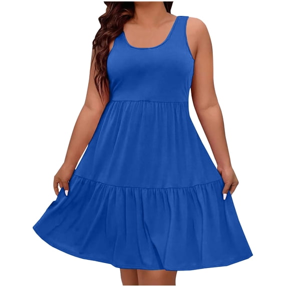 LIaqionyy Womens Plus Size Tank Dresses Sleeveless Knee Length Sundress Casual Loose Beach Vacation Dress Summer Clothes