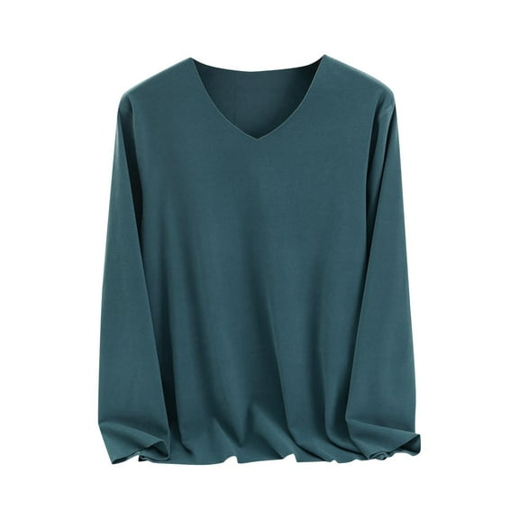 LIaqionyy Womens Plus Size Tops Casual Loose Long Sleeve V-Neck Undershirts Soft Comfy Lightweight Basic Tshirts