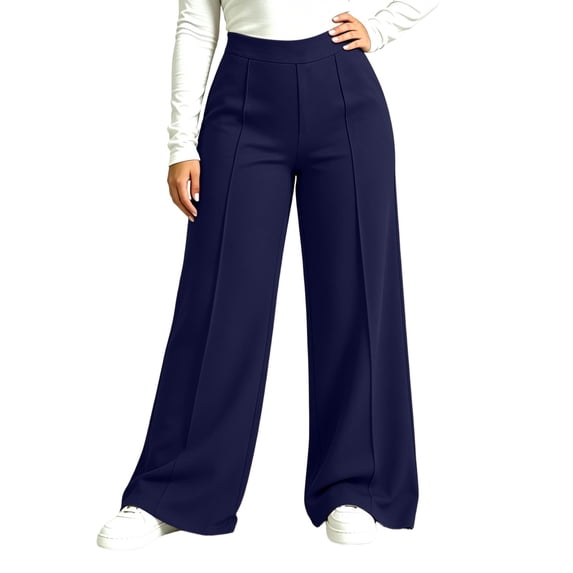 LIaqionyy Womens Plus Size Yoga Pants Elastic Waist Wide Leg Casual Workout Stretchy Athletic Trousers with Pockets
