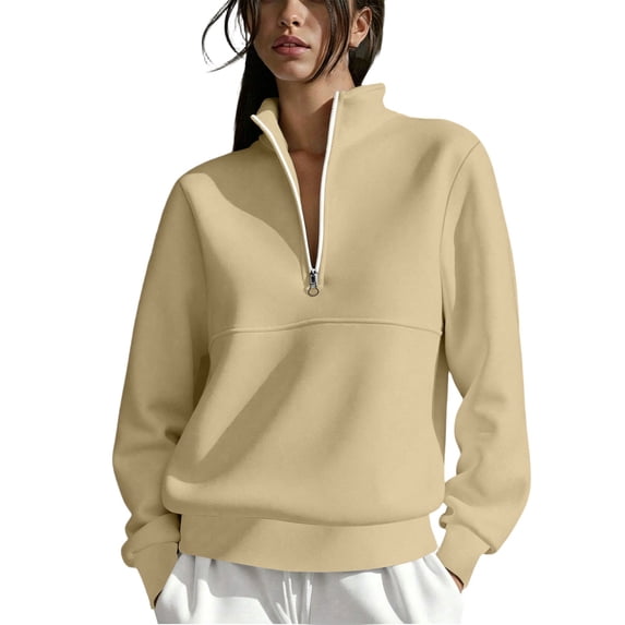 LIaqionyy Womens Quarter Zip Oversized Sweatshirts Fleece Trendy Long Sleeve Pullover Tops Fall Winter Outfits