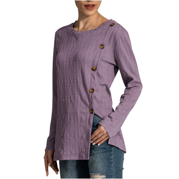 LIaqionyy Womens Shirts Casual Fall Button Tunic Tops Long Sleeve Blouses Pullover Winter Fashion Clothes