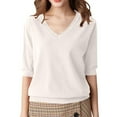 thumbnail image 1 of LIaqionyy Womens Short Sleeve Sweaters Casual Lightweight Crew Neck Pullover Tops Ribbed Knit Sweater Blouse, 1 of 7