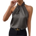 thumbnail image 1 of LIaqionyy Womens Sleeveless Elegant Summer Tank Tops Business Casual Outfits Satin Blouse Dressy Work Shirts Clothes, 1 of 6