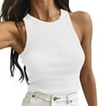 thumbnail image 1 of LIaqionyy Womens Sleeveless High Neck Casual Basic Ribbed Tank Top Summer Workout Going out Shirts Clothes, 1 of 6