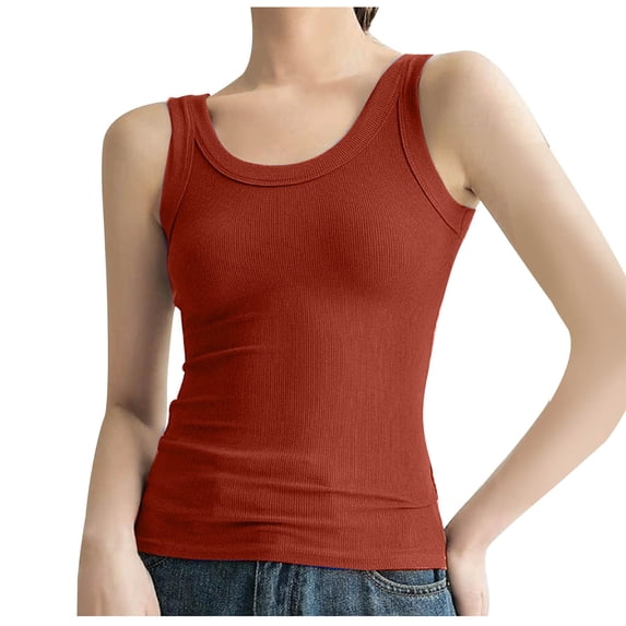 LIaqionyy Womens Sleeveless Square Neck Tank Tops Summer Workout Top Ribbed Knit Slim Basic Casual Shirts Clothes