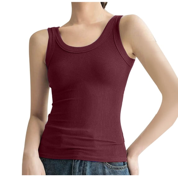 LIaqionyy Womens Sleeveless Square Neck Tank Tops Summer Workout Top Ribbed Knit Slim Basic Casual Shirts Clothes