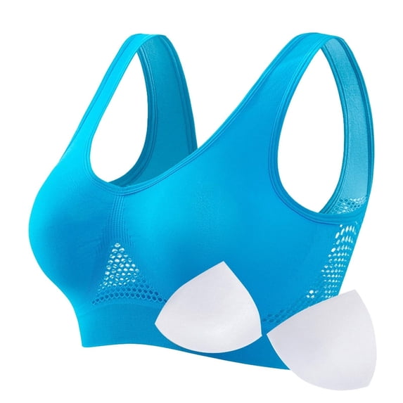 LIaqionyy Womens Sports Bras Wireless Comfortable Seamless Sleep Yoga Workout Bra with Removable Pads