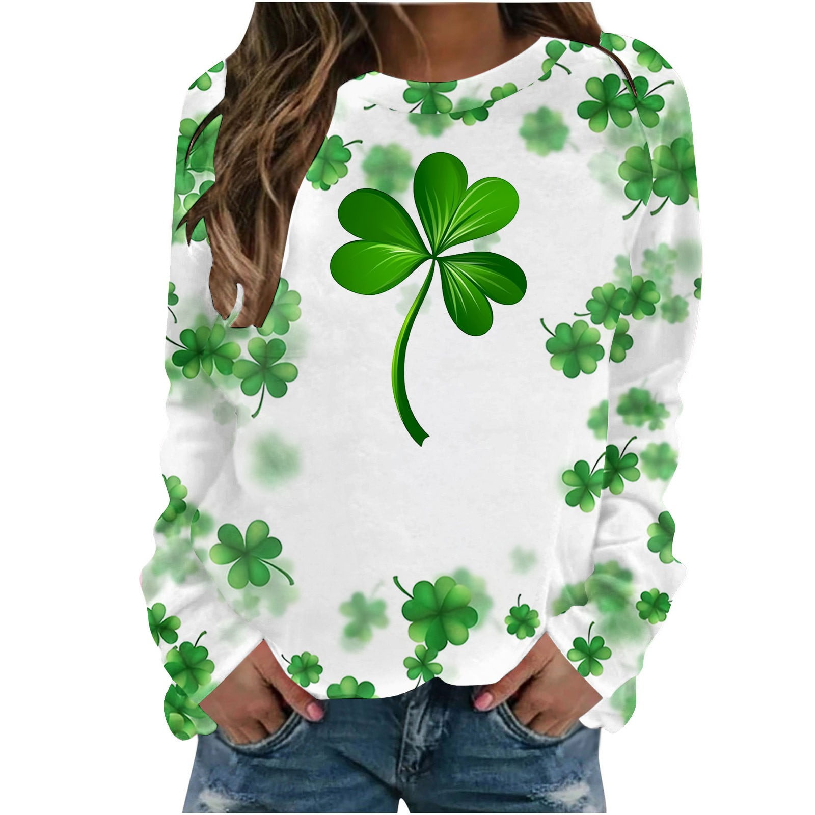 Shamrock St Patrick's Day Pattern Print Women's Sweatshirt