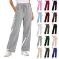 thumbnail image 1 of LIaqionyy Womens Sweatpants Wide Leg Baggy High Waisted Comfort Casual Fall Winter Workout Gym Trousers with Pockets, 1 of 7
