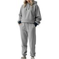thumbnail image 1 of LIaqionyy Womens Sweatsuit Sets Oversized Hoodie Sweatshirt Sweatpants Jogger 2 Piece Outfits with Pockets, 1 of 7