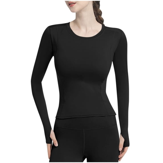 LIaqionyy Womens Thermal Tops Lightweight Crew Neck Base Layer Long Sleeve Undershirt Winter Underwear Clothes