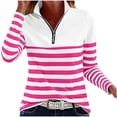 thumbnail image 1 of LIaqionyy Womens Tops Long Sleeve Shirts Quarter Zip Collared Pullover V Neck Casual Fall Business Clothes, 1 of 5