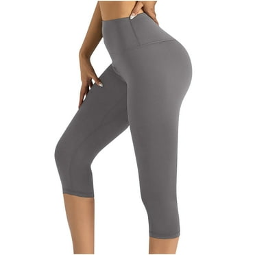 LIaqionyy Womens Yoga Capri Pants Stretch High Waisted Gym Workout Leggings Solid Color Quick Dry Tights