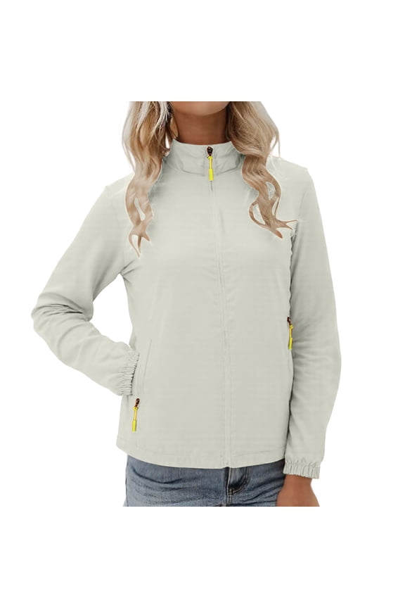 Zip up Jacket for Women Casual Lightweight Hiking Running Workout Jackets Coat with Zipper Pockets S-4XL
