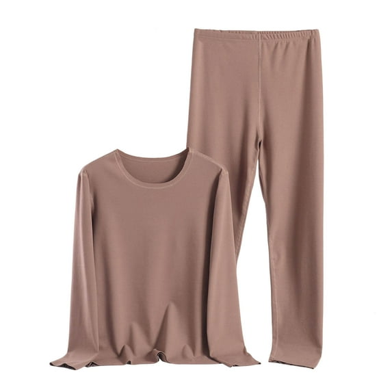 LIaqionyyPlus Size Underwear Set Thermal for Womens Base Layer Long Sleeve Tops Fleece Lined Bottoms Lounge Sets
