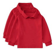 LIhncine 3 Pack Boys' Long-Sleeve School Uniform Pique Polo Shirt Winter Soft Casual Polo Shirt 1-12Y