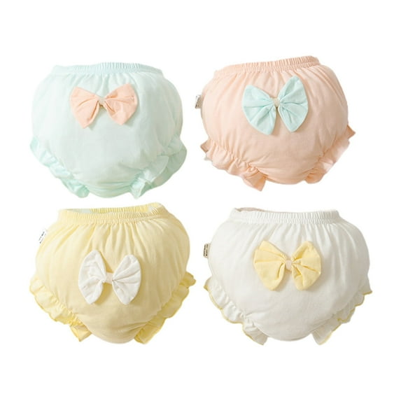 LIhncine 4PCS Baby Girls Cotton Bloomers Toddler Cute Ruffle Diaper Cover Soft Assorted Underwear Breathable Panties 4 Pack