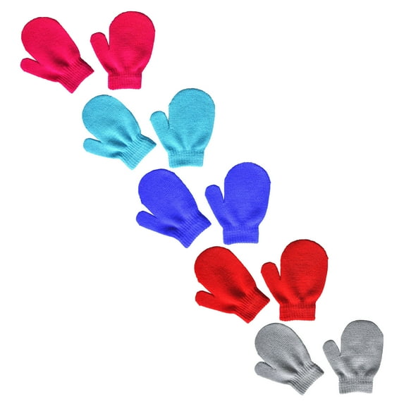 LIhncine 5 Pairs Kids Winter Gloves, Children Bulk Pack Fun Colorful Cute Magic Glove for Boys & Girls