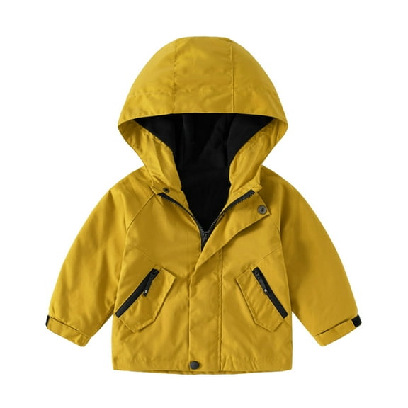LIhncine Baby Boy Jacket,Toddler Boy Girl Outdoor Jacket Hooded Windbreaker Jacket Warm Windproof Mountaineering Camping,Baby Boy Clothes(Yellow,4-5 Years)