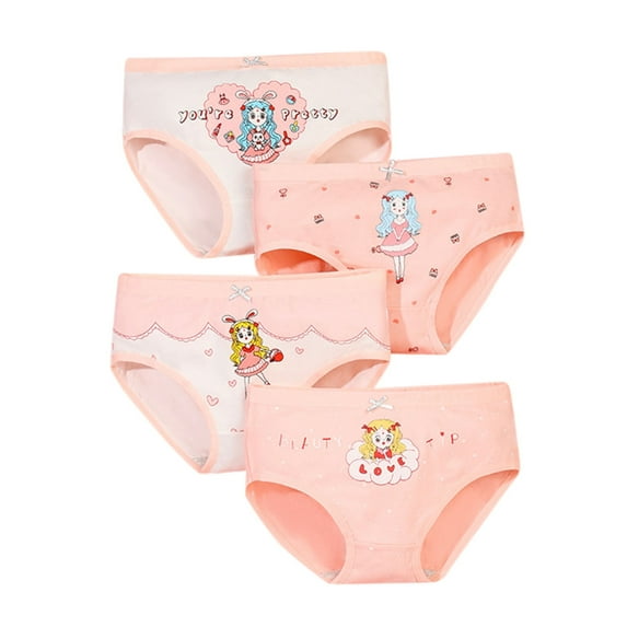 LIhncine Baby Cotton Training Pants 4 Pack Padded Toddler Training Underwear for Girls 18M-5T
