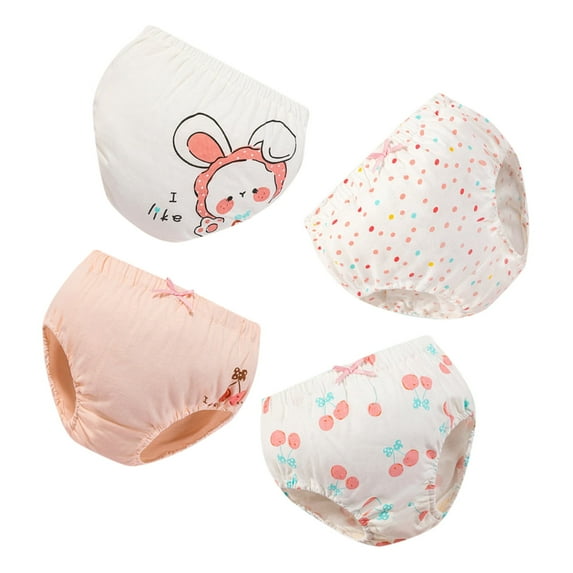 LIhncine Baby Cotton Training Pants 4 Pack Padded Toddler Training Underwear for Girls 18M-5T
