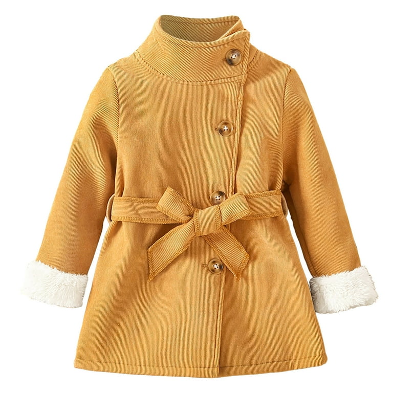 LIhncine Baby Girl Jacket Kids Toddler Baby Girls Autumn Winter Solid Cotton Button Long Sleeve Coat Jacket Clothes Kids Fall Winter Jacket Brown 2 3 Years Walmart