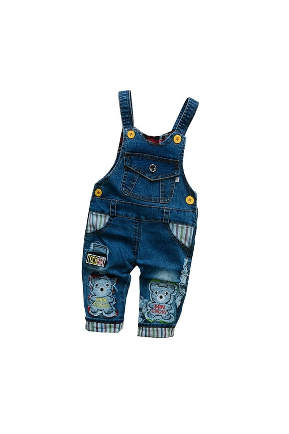 LIhncine Baby Toddler Boys Adjustable Denim Pants Kids Denim Overalls Jumpsuits Cute Outdoor Bib Shortalls Jean Overalls