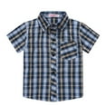 thumbnail image 1 of LIhncine Boy's Toddler Kids Casual Short Sleeve Western Pearl Snap Button Plaid Shirt 4-16 Years, 1 of 4