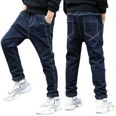 LIhncine Boys Elastic Waist Straight Leg Jeans Stretch Fashion Denim Pants Size 8,10-12,14-16,18-20