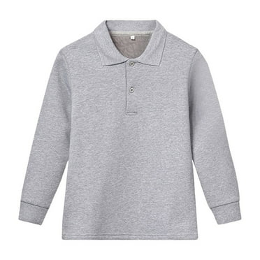 LIhncine Boys' Girls Long Sleeve Polo Shirts School Uniform Polo Shirts Comfortable Button Down Shirts