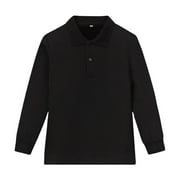 REDARER LIhncine Boys' Girls Long Sleeve Polo Shirts School Uniform Polo Shirts Comfortable Button Down Shirts