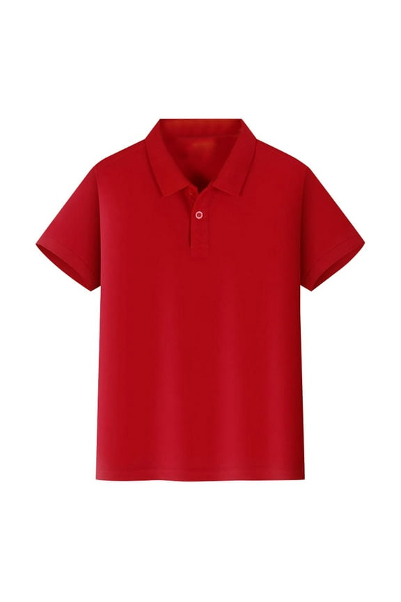 LIhncine T Shirts for Teen Girls,Kids Boys Girls Short Sleeve Shirt Button Closure Comfortable & Soft Pique Fabric,Teen Girlst shirts(Red,7-8 Years)
